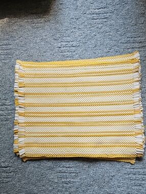 Yellow and White Woven Stripe Dining Placemat - Classic Table Linen 16x13